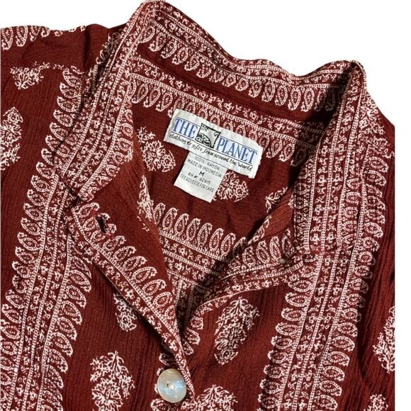 Boho burgundy paisley patterned slit side shirt tunic - Picture 10 of 10